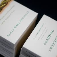 Copies of Robin Wall Kimmerer's book, Braiding Sweetgrass